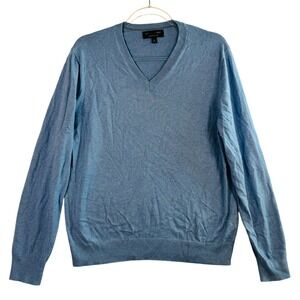Banana Republic Luxe Yarn V-Neck Sweater Blue M Cotton‎ Silk Cashmere Blend